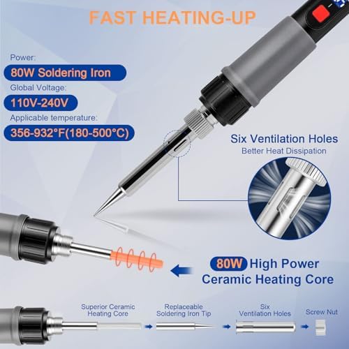 21-in-1 3D Printer Smoothing Tool Kit, 80W Soldering Iron