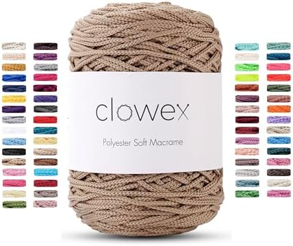 Polyester Soft Macrame Cord 2.5-3mm, 191 Yards x 1/9 inc Turkish Polyester Rope, Braided Macrame Yarn for DIY Crafts, Plant Hanger, Wall Hanging, Macrame Bag