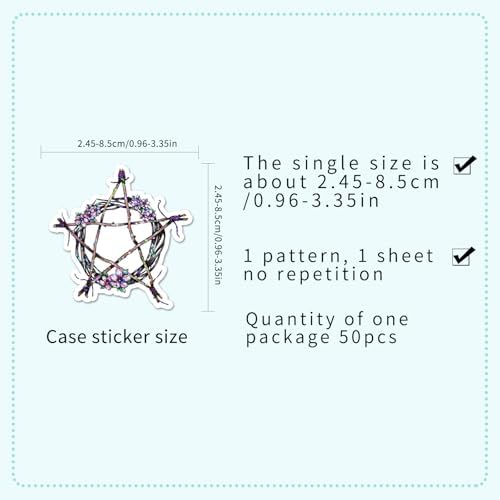 50PCS Holographic Gothic Stickers - Purple Witch & Cat Vinyl Decals for Journal, Laptop, Phone Case, Scrapbooking Supplies, Gothic Aesthetic for Teens & Adults