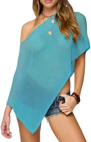 Women Knit Poncho Top Sheer Crochet Shawl Cover Up