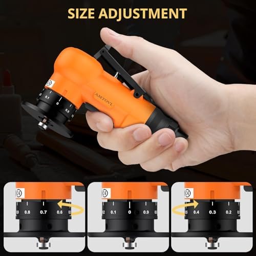 AMTOVL Pneumatic Chamfering Tool, Mini Air Chamfer Tool W/ 10C & 10R Blades | Chamfer Tool with 10 C-Angle & 10 R-Angle Blades, 45° 30000 RPM Chamfering Tool for Metal and Wood with 1/4" Air Inlet