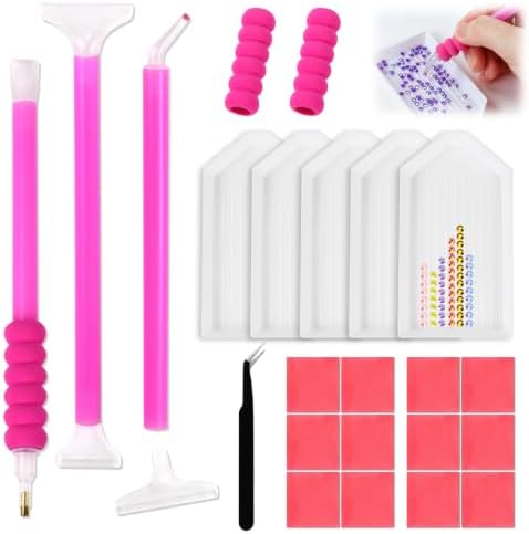 30 Pcs Bedazzling Pen Tools Set with 5 Diamond Art Sorting Trays