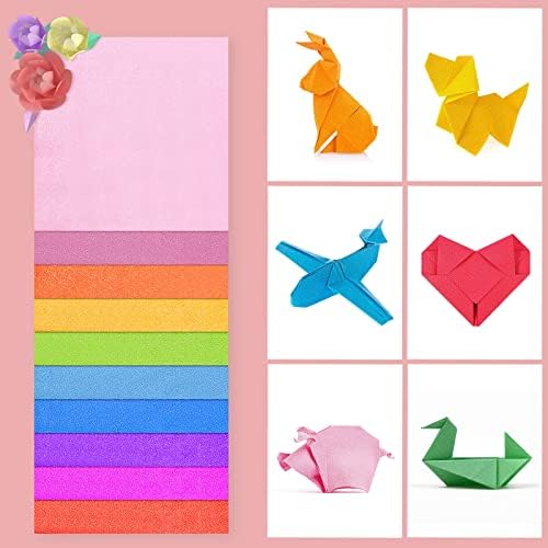 Milisten 50 Sheet Shiny Origami Paper - 10 Colors Square Iridescent Paper for Kids Arts & Crafts Projects