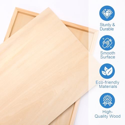 ESRICH 12x16 Inch Wood Panels for Painting, 2 Pack Craft Wood Canvas Boards, Blank Unfinished Wooden Art Board for DIY Art Creations Such as Painting, Acrylic Pouring, Resin, Burning, Collage, etc.