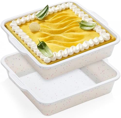8x8 inch Silicone Square Cake Pan, Cream, Set of 2