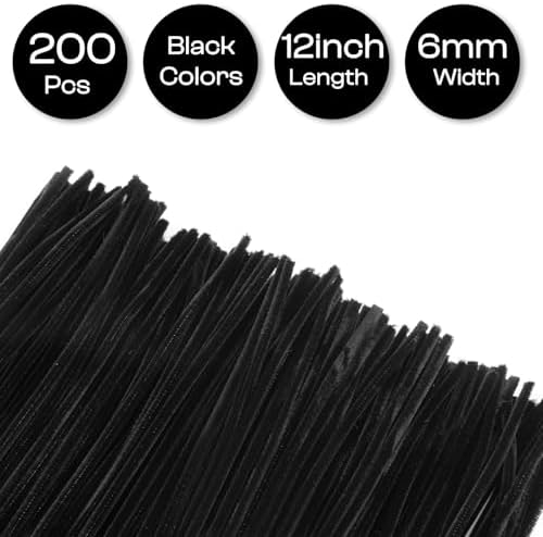 Caydo 200 Pieces Black Pipe Cleaners Craft for DIY