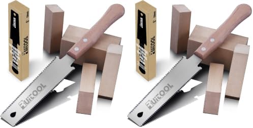 RUITOOL Japanese Hand Saw 6 Inch Double Edge Sided Pull Saw Ryoba SK5 Flexible Blade 14/17 TPI Flush Cut Beech Handle Wood Saw for Woodworking Tools (Pack of 2)
