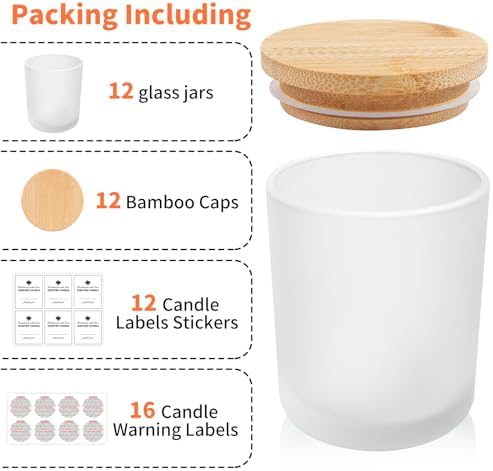 SUPMIND 10oz Frosted Glass Candle Jars with Lids,12pcs for Candle Making