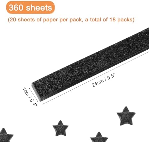 MECCANIXITY 360 Sheets Origami Paper Glitter Stars Papers Black Fold Paper for Beginner Arts Crafts Projects,0.4 x 9.5 Inch