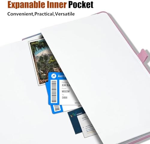 Lined Journal Notebook, A5, 192 Pages 100 GSM Thick Paper, Hardcover Leather College Ruled Journal for Writing, Men Women, Journaling, Daily, Work, Office, Home School Business(Pink)