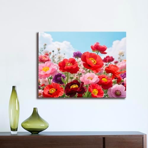 Muzagroo Paint by Numbers Oil Painting Kits for Adults DIY Poppy Flowers Oil Painting for Beginners Hand Crafts Kits with Brushes and Acrylic Paints 16x20 inches (Poppy)