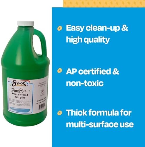 Sax True Flow Heavy Body Acrylic Paint, 1/2 Gallon, Emerald Green - 439289, 64 Fl Oz (Pack of 1)