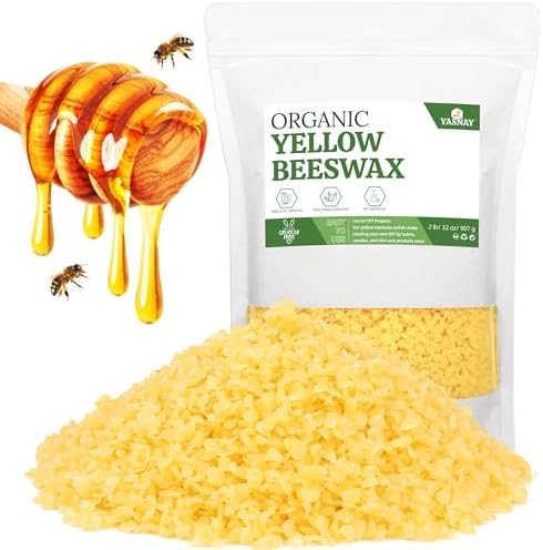 YASNAY Yellow Beeswax Pellets 2LB, Organic Beeswax, Natural Triple Filtered