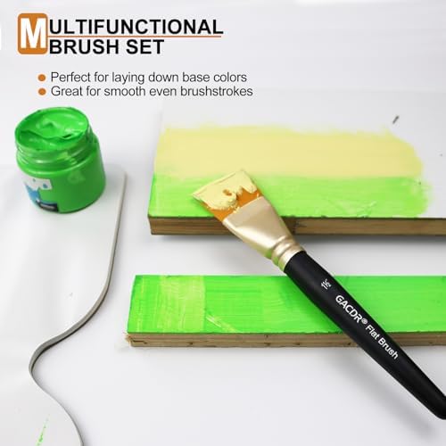 Large Flat Paint Brushes, 4pcs 1.5 Inch Craft Paint Brush Set for Acrylic
