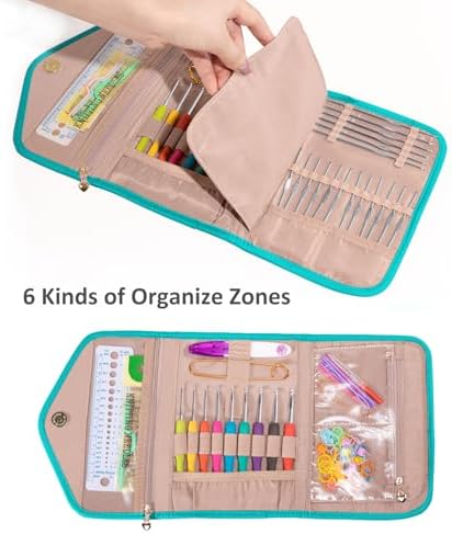MYBAGZING Crochet Hook Case - Foldable Organizer for Knitting & Crochet Supplies - Knitting Accessories