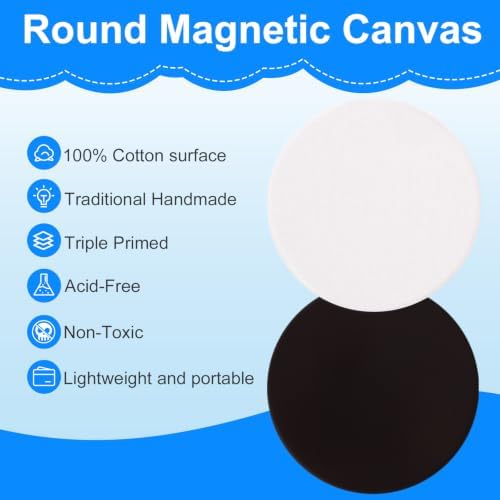 ESRICH 20Pack 4x4IN Round Mini Canvas Magnets, Small Magnetic Paint Canvas
