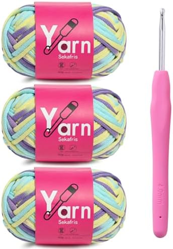 Crochet Yarn 150g/163.5yds Cotton Yarn for Crocheting - Crochet Knitting Yarns for Beginners with Easy-to-See Stitches - Yarn for Crocheting - Parfait Chunky Yarns -Cotton-Nylon Blend (A1)