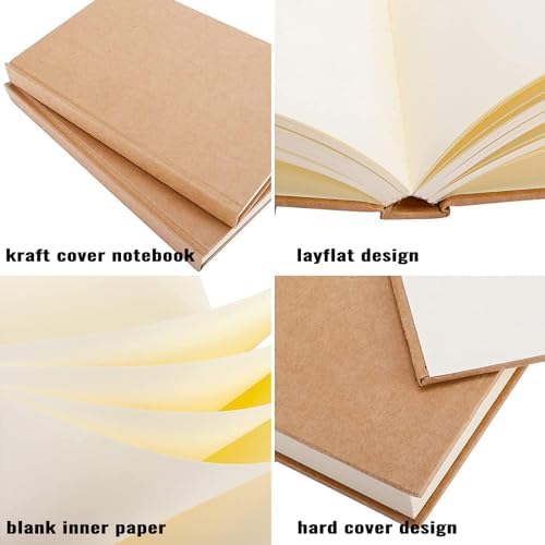EOOUT 3pcs Blank Notebook, A5 Hardcover Sketchbook 120 Sheets 240 Pages Unlined Notebook, 100gsm Paper, 5.6 x 8.2in, Journal for Drawing, Art, Travelers Gifts, Students and Office Supplies