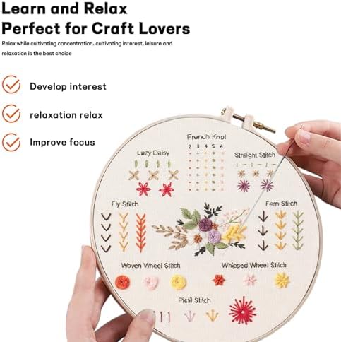 JOINRUN Beginner Embroidery Kit for Adults, 4 Pack with Video Tutorial