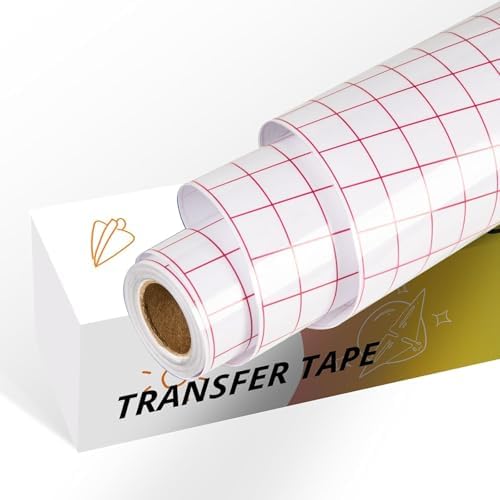 YRYM HT Transfer Tape for Vinyl, 12" x 12 FT w/Red Alignment Grid