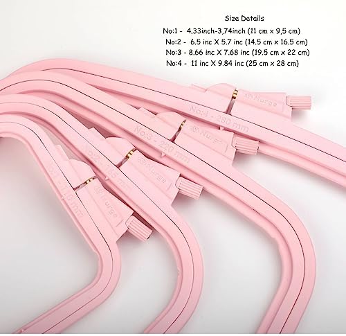 Nurge Square Embroidery Hoop - Plastic Cross Stitch Frame for Needlepoint & Embroidery - Adjustable Craft Hoop - Pink - Set of 4
