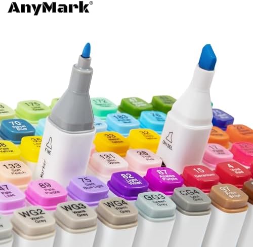 AnyMark 80 Colors Alcohol Markers Chisel & Fine Dual Tip