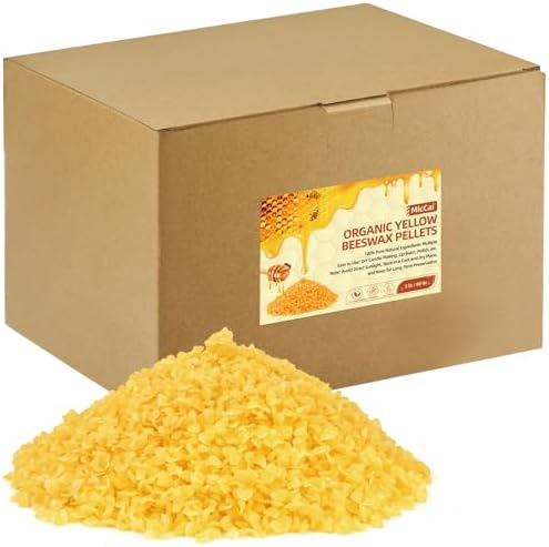 MicCai Yellow Natural Beeswax Pellets 5LB, Organic Beeswax, Beeswax for Candle Making, Body, Skin Care DIY, Lip Balm, Soap and Lotion Making Supplies