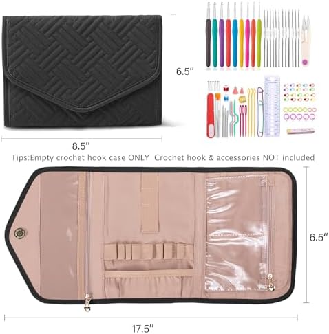 MYBAGZING Crochet Hook Case - Foldable Organizer - Knitting & Crochet Supplies Holder