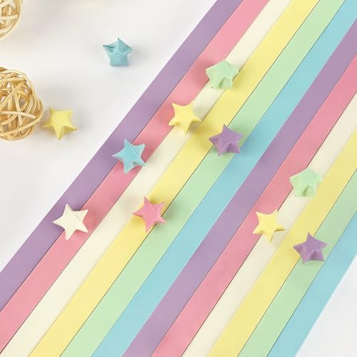 Origami Star Paper Strips, 1080 Pieces Origami Paper Strips for Crafts, Ideal for School Family, Macaron 6-Color