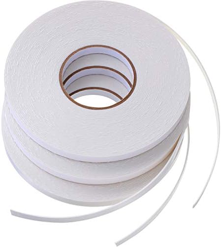 Zonon 3 Rolls Double Sided Foam Tape, 1/2 Inch by 50 Feet, White