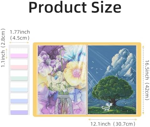 A3 Diamond Painting Storage Book, 60 Views Art Portfolio Presentations Folder with 30 Pages Protectors, 17.3x12.8in Yellow