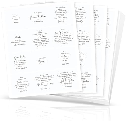 Watersay 240 Pcs Thanksgiving Religious Peelable Stickers for Card Making Selection Peelable Sentiments Stickers for Adults Thanksgiving DIY Card Making Decoration, 4 x 3.5 Inches