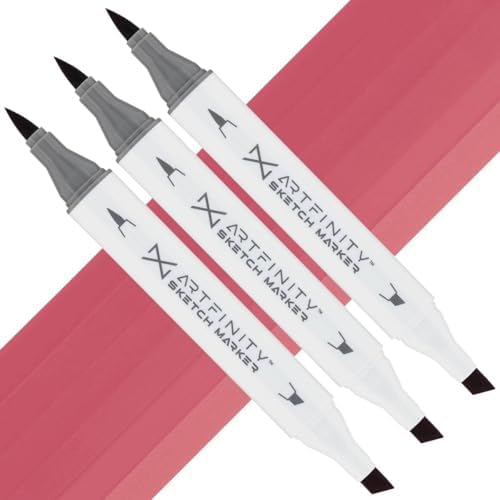 Artfinity Sketch Markers - Set of 3 - Flagstone Red RV6-4, Vibrant, Professional, Dye-Based Alcohol Markers for Artists, Drawing, Travel, & More
