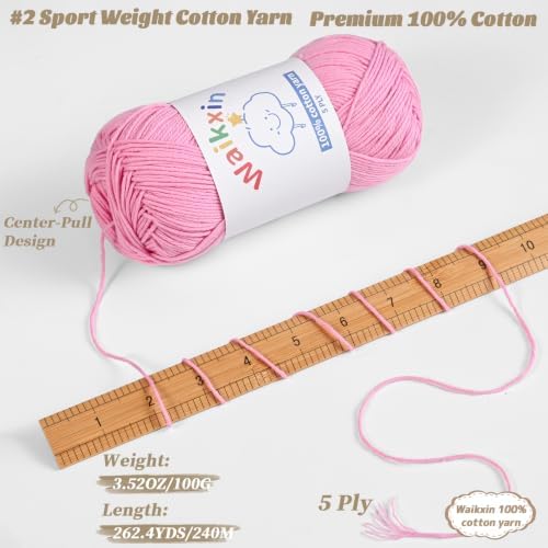 100% Cotton Yarn for Crocheting,Baby Yarn for Crocheting Soft,5 Ply Milk Cotton Yarn,#2 Sport Weight Cotton Yarn,3.52oz/262.4yds Amigurumi Yarn for Puzzle,Clothes&DIY Crafts.(Golden Yellow)