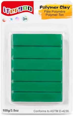 ifergoo 100g Dark Green Polymer Clay, 3.5oz Oven Bake DIY Modeling Clay