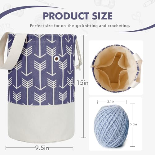 TOGETRUE Yarn Bag, Knitting Crochet Bag, Portable Yarn Storage Bags Organizer for Crocheting Project,Store Skein Ball, Short Knitting Needle (Large, Purple)