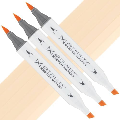 Artfinity Sketch Markers - Set of 3 - Deco Orange YR4-1, Vibrant, Professional, Dye-Based Alcohol Markers for Artists, Drawing, Travel, & More