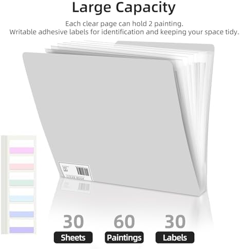 A3 Diamond Painting Storage Book, 60 Views Art Portfolio Presentations Folder with 30 Pages Protectors, 17.3x12.8in