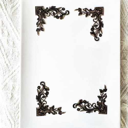 24pcs Vintage Frame Corner Stickers Scrapbook Decorative Paper Bronze