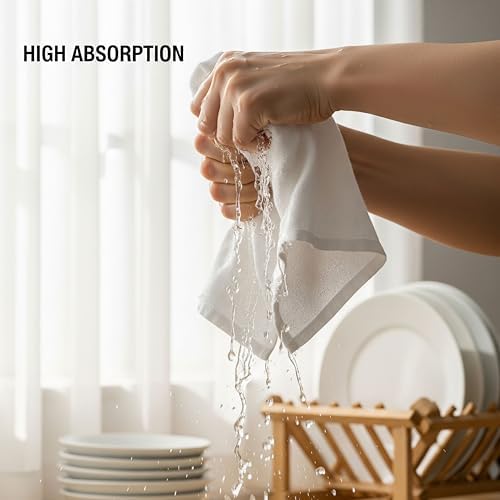 Flour Sack Towels 100% Cotton Dish Towel Reusable Baking Cloth for Bread Dough, Baguettes, Ciabatta, Machine Washable, Kitchen Towels for Cleaning – Set of 12 (18"x18") - White