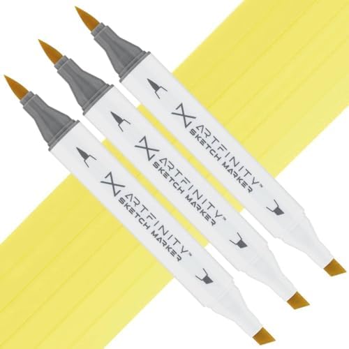 Artfinity Sketch Markers - Set of 3 - Canary Yellow Y2-2, Vibrant, Professional, Dye-Based Alcohol Markers for Artists, Drawing, Travel, & More