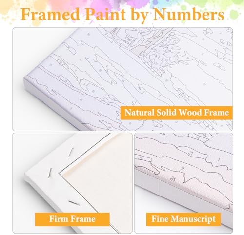 Framed Paint by Numbers Kit for Adults, Black Cat Bathroom Decor 8x12 Inch