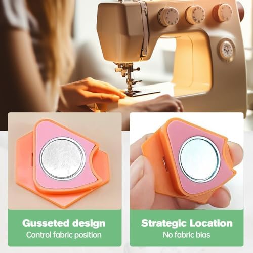 Magnetic Seam Guide for Sewing Machine,2025 New Multi-Purpose Tool Polygonal Strong Magnetic Gauge,Polygonal Multifucntional Seam Guide Hemmer with Scale,Sewing Accessories Supplies (Pink)