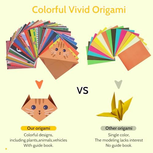 Origami Paper for Kids Ages 5-8,8-12, Double Sided Origami Kit 90 Patterns, Easy Fold Beginner Set with Guide Book, Summer Indoor & Classroom Crafts /DIY Birthday Holiday Gifts for Boys Girls