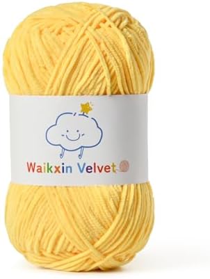 Fluffy Chenille Yarn for Crocheting，Baby Yarn for Crocheting Soft，50g/1.76oz Velvet Amigurumi Yarn ，Fingering Weight Yarns for Crocheting Baby Blankets、DIY Craft.(Yellow)