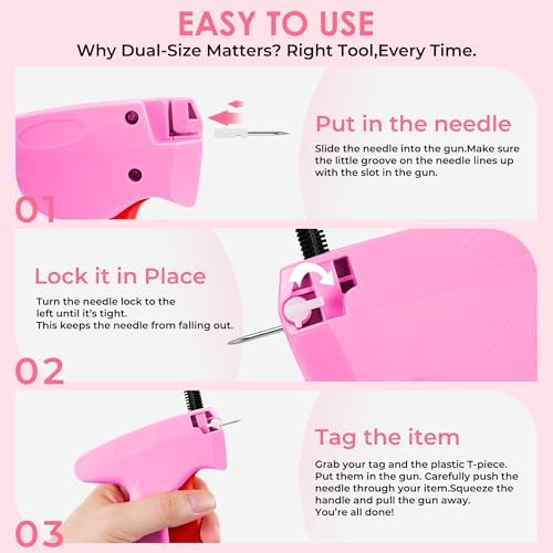 Stitch Gun for Clothes - Handheld Stitch Gun Quick Clothing Fixer - Tagging Gun - Includes 6 Needle, 1000 Black Fasteners & 1004 White Fasteners