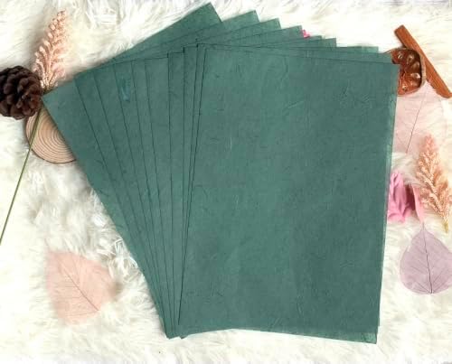 A5 50 Sheets Natural Fiber Mulberry Tree, Mulberry paper Sheets Square Origami, Arts Folding Craft, Decoration, Paper for DIY Crafts. 8.3" x 5.8" ( Green Tone A5)