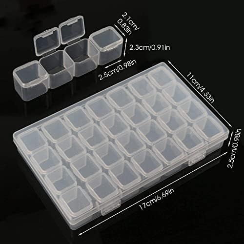 Gem Organizer, Segbeauty Clear Bead Container 28 Compartments with Secure Lids, Removable Tiny Jewelry Storage Box, Transparent Jewelry Organizer for Seeds Craft Making Accessories