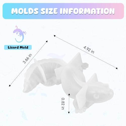 2 Pack Animal Silicone Molds, Lizard Resin Molds with Realistic Lizard Shapes, 3D Lifelike Silicone Molds for Resin Casting, DIY Crafts Halloween Home Wall Desktop Decor (Lizard)