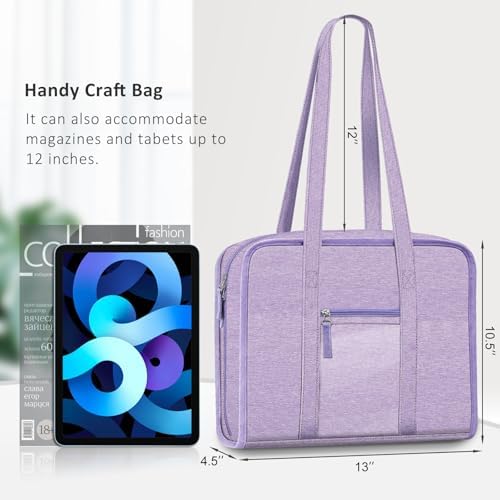 FINPAC Sewing and Craft Supplies Storage Tote Bag with Clear Pockets
